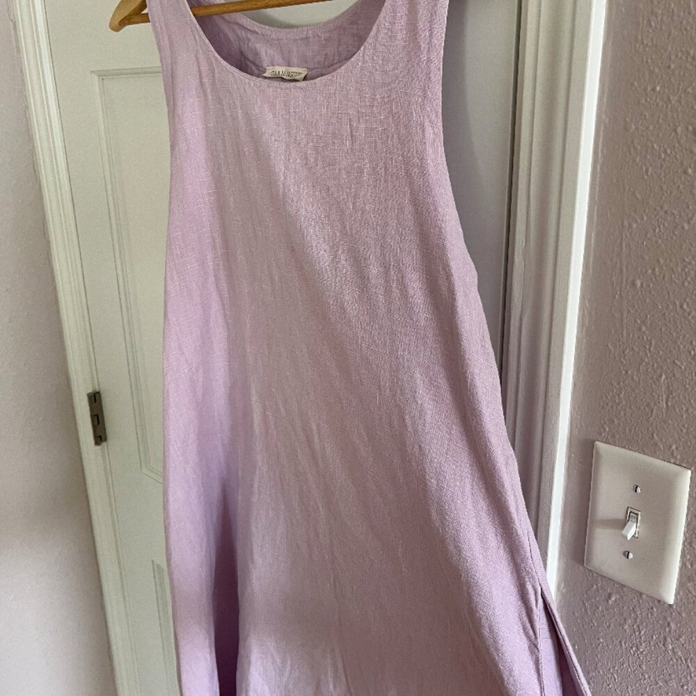 Giannetti Lavender Linen Sleeveless Dress with Pockets